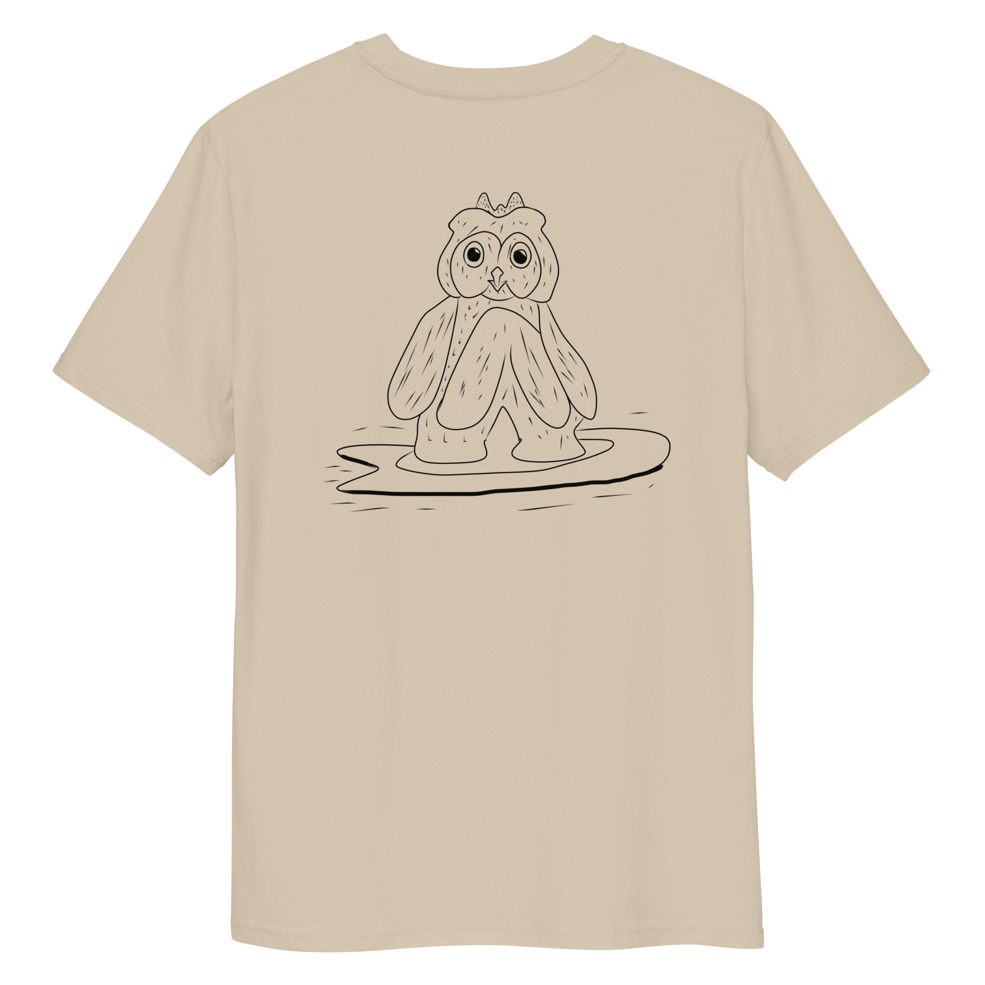 Surfing Owl Line | 100% Organic Cotton T Shirt in desert dust back view