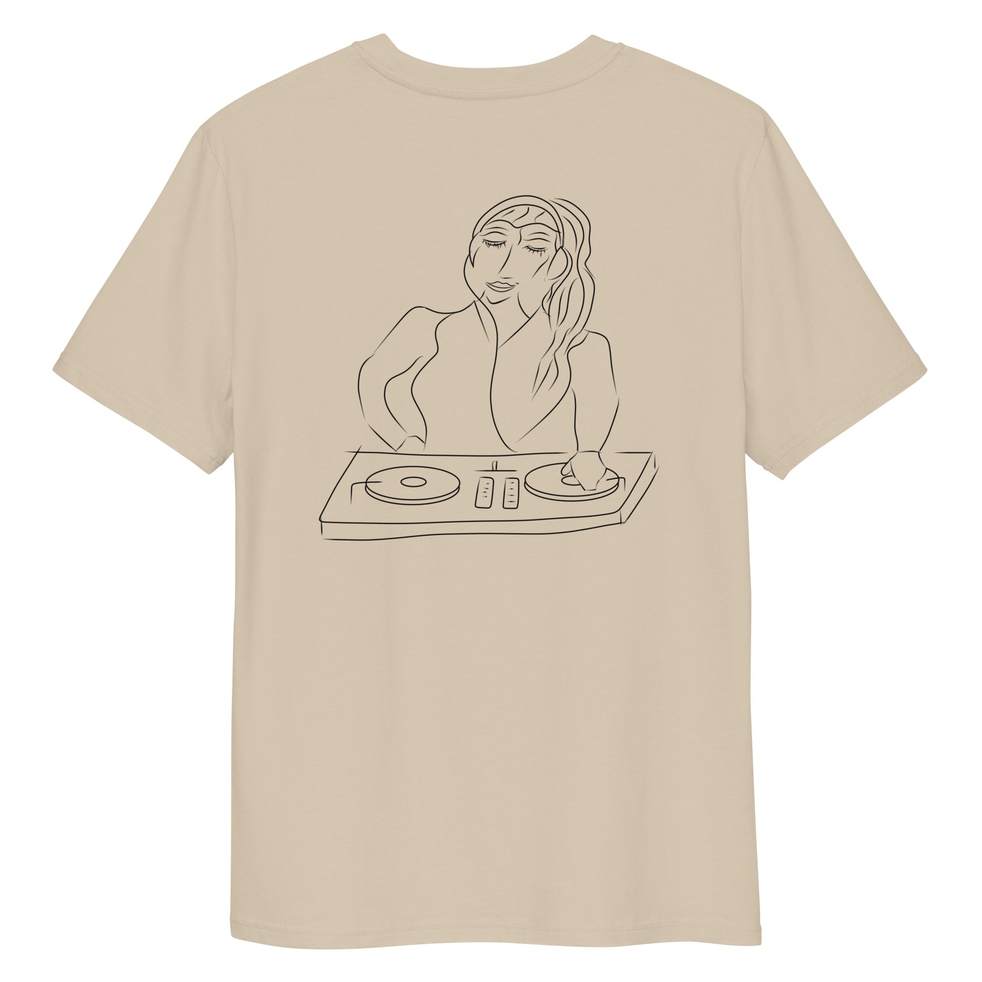 Woman DJ | 100% Organic Cotton T Shirt in desert dust back view