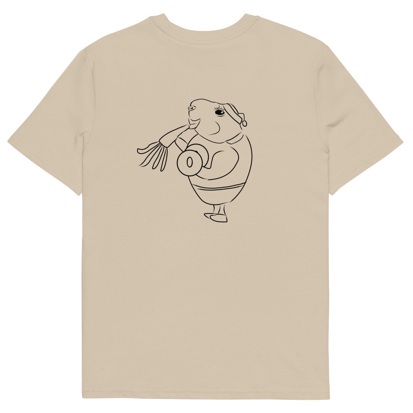 Guinea Pig Weight Lifter | 100% Organic Cotton T Shirt in desert dust back view