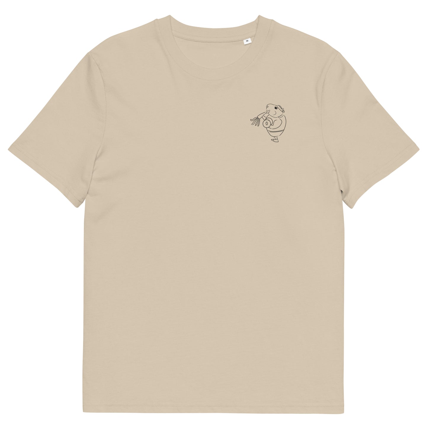 Guinea Pig Weight Lifter | 100% Organic Cotton T Shirt in desert dust front view