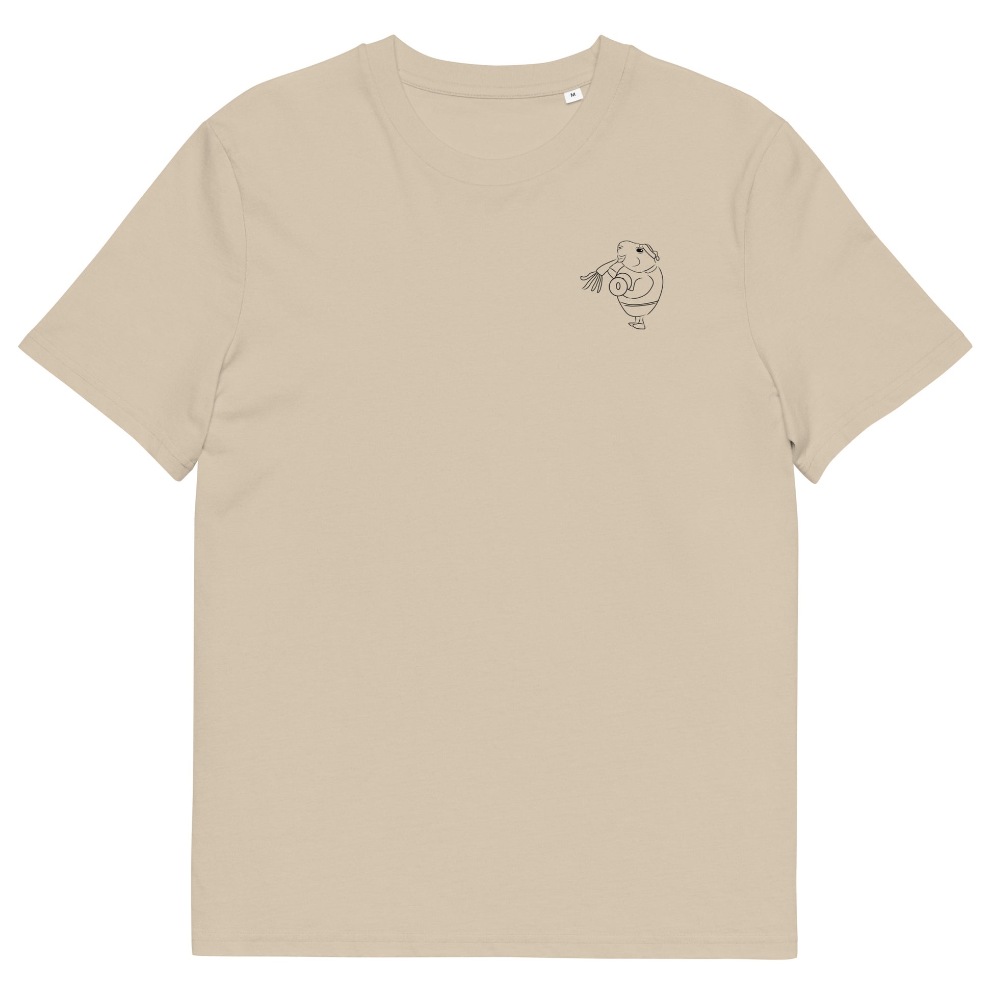 Guinea Pig Weight Lifter | 100% Organic Cotton T Shirt in desert dust front view