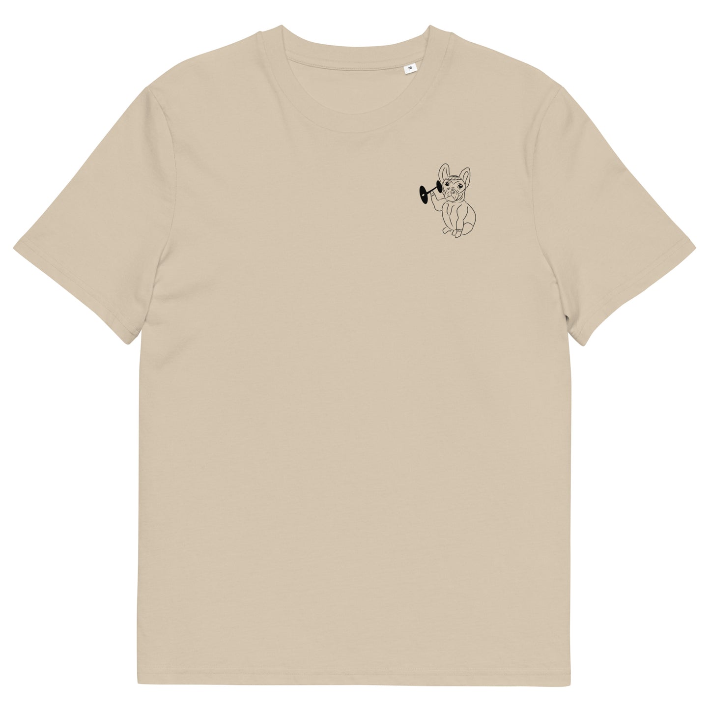 French Bulldog Weight Lifter | 100% Organic Cotton T Shirt in dessert dust