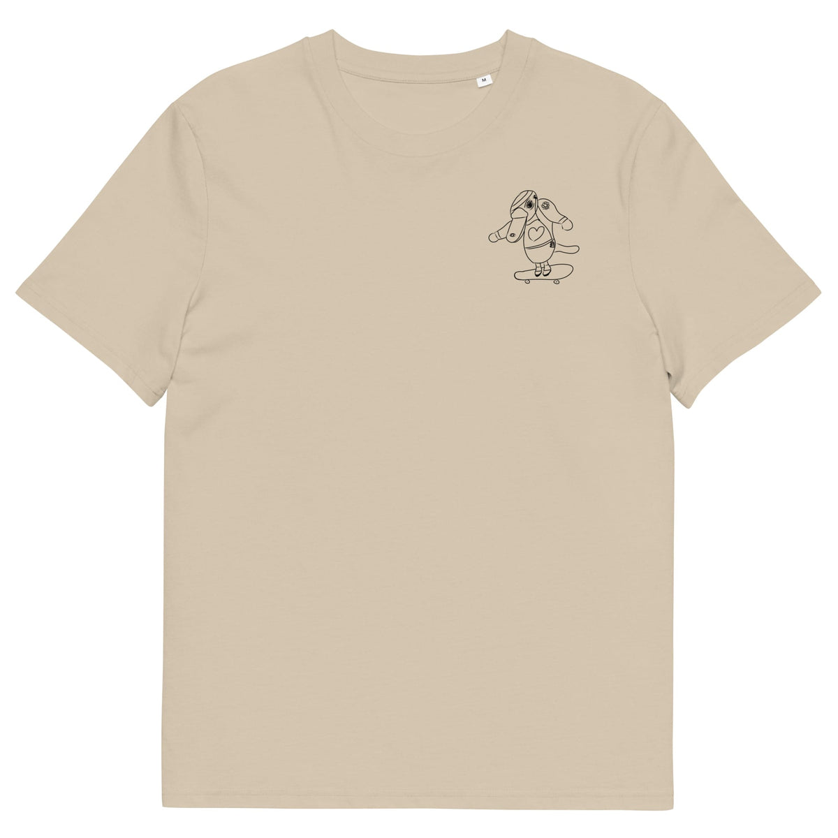 Platypus Skateboarder | 100% Organic Cotton T Shirt in dessert dust front