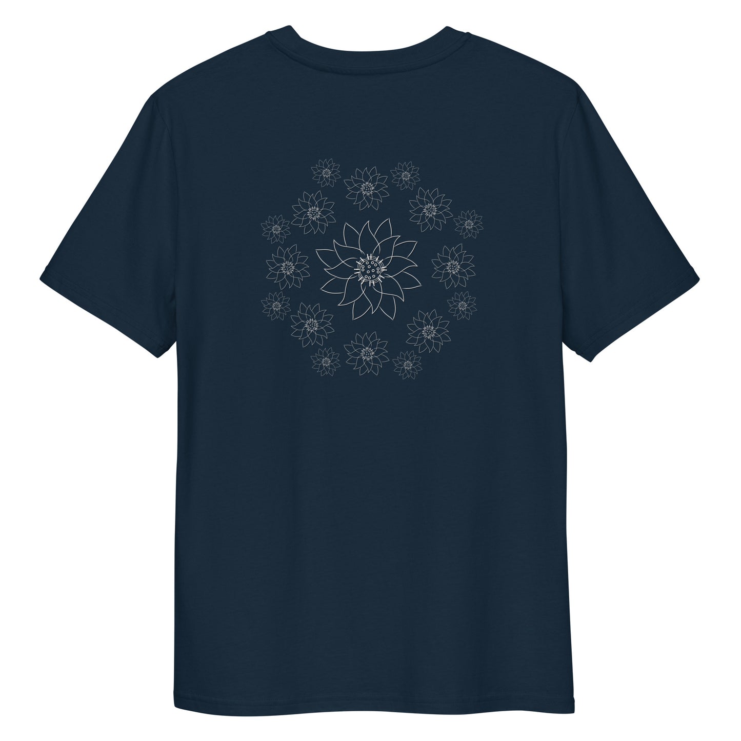 White Lotus Dream | 100% Organic Cotton T Shirt in navy back view