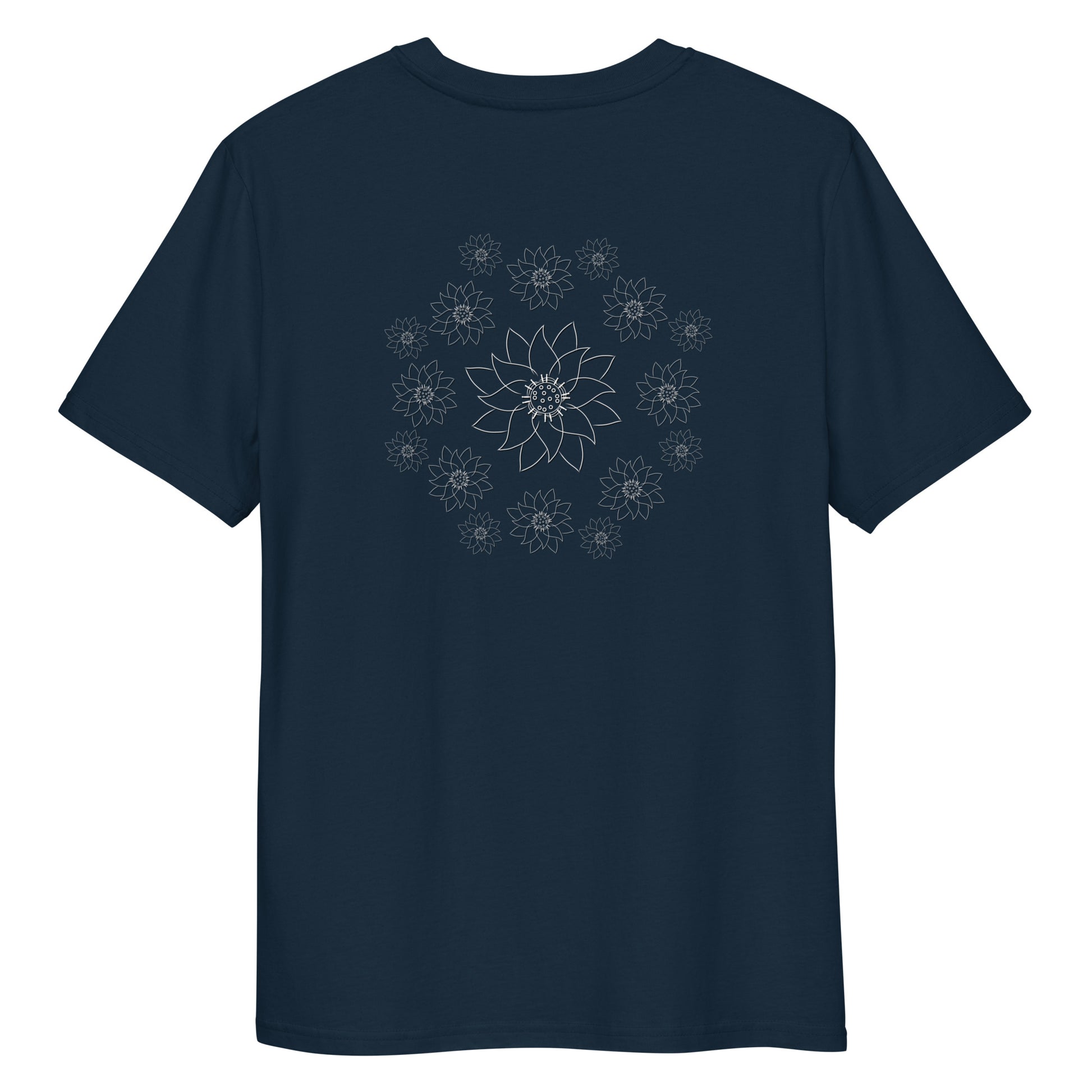 White Lotus Dream | 100% Organic Cotton T Shirt in navy back view
