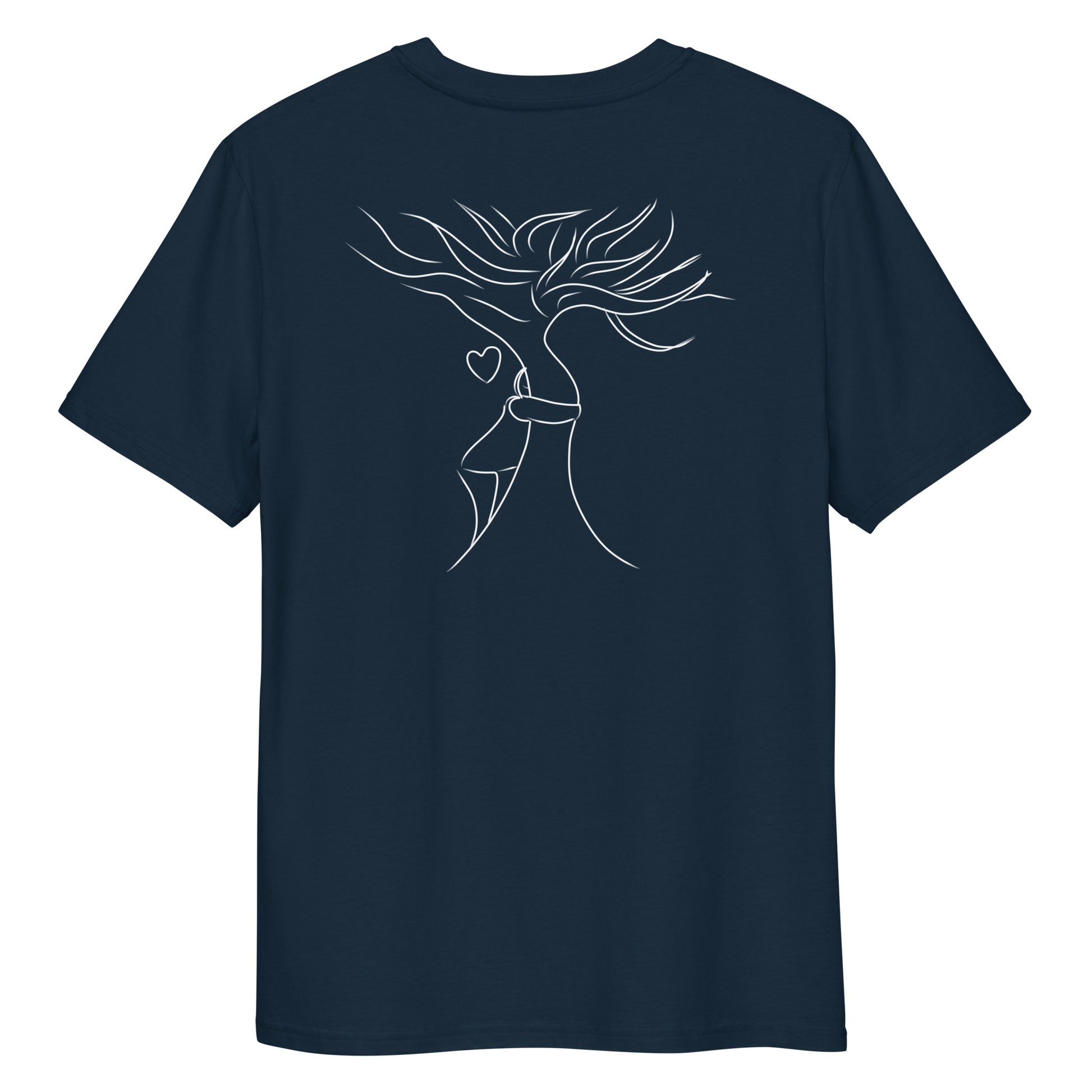 Sustainable Embrace White Tree | 100% Organic Cotton T Shirt in navy back