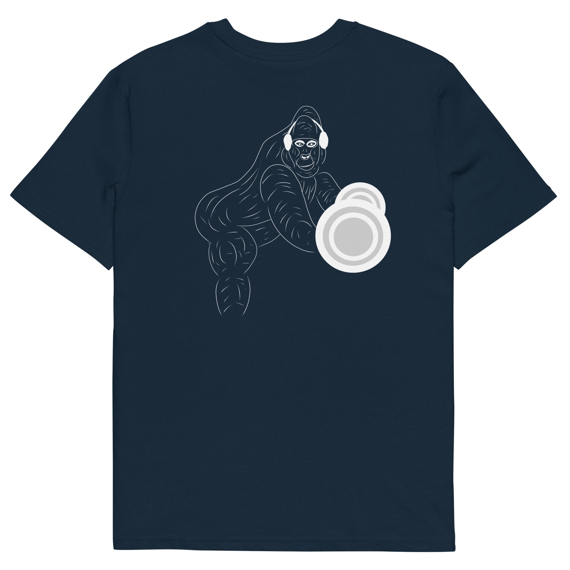 White Gorilla Gym | 100% Organic Cotton T Shirt in navy back