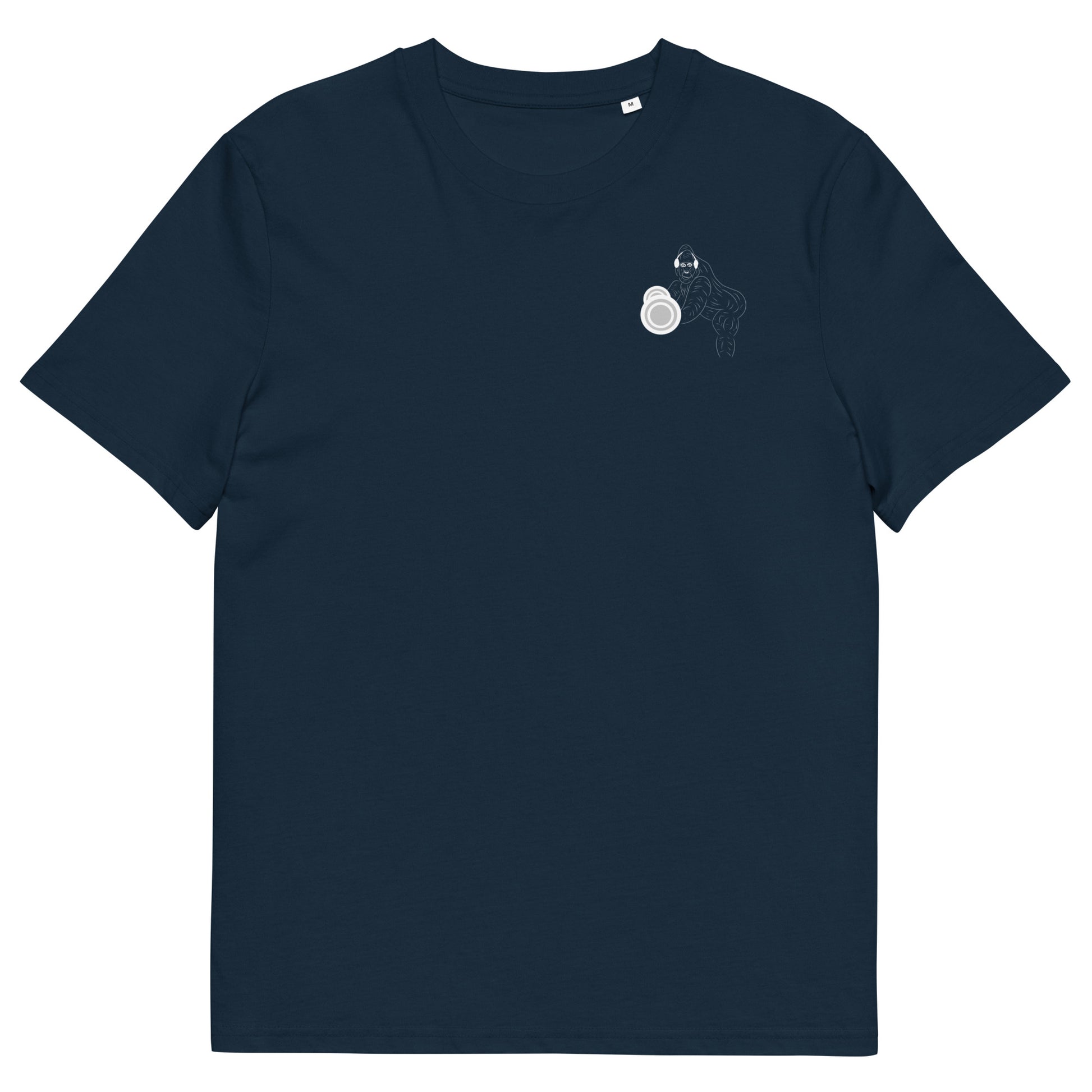 White Gorilla Gym | 100% Organic Cotton T Shirt in navy front