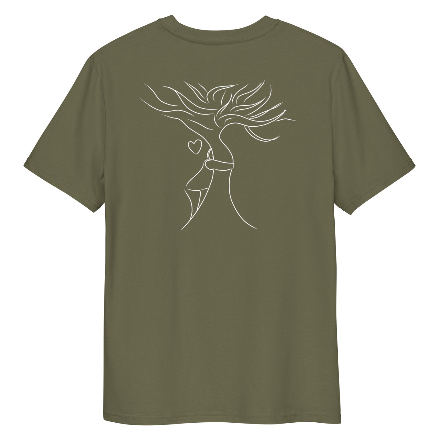 Sustainable Embrace White Tree | 100% Organic Cotton T Shirt in khaki back