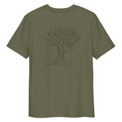 Autumn Tree Trance | 100% Organic Cotton T Shirt in khaki back