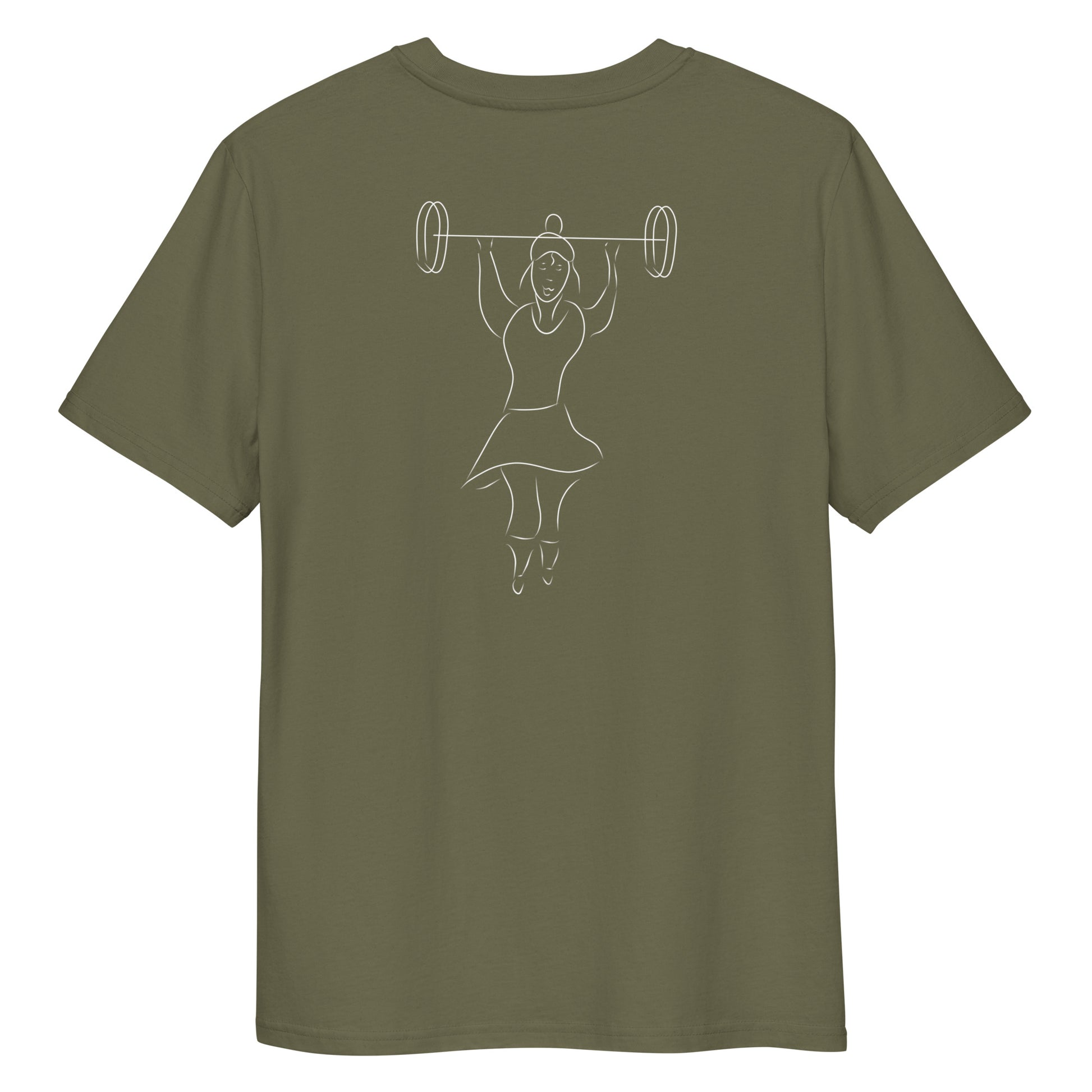 Women That Lift White | 100% Organic Cotton T Shirt in khaki back