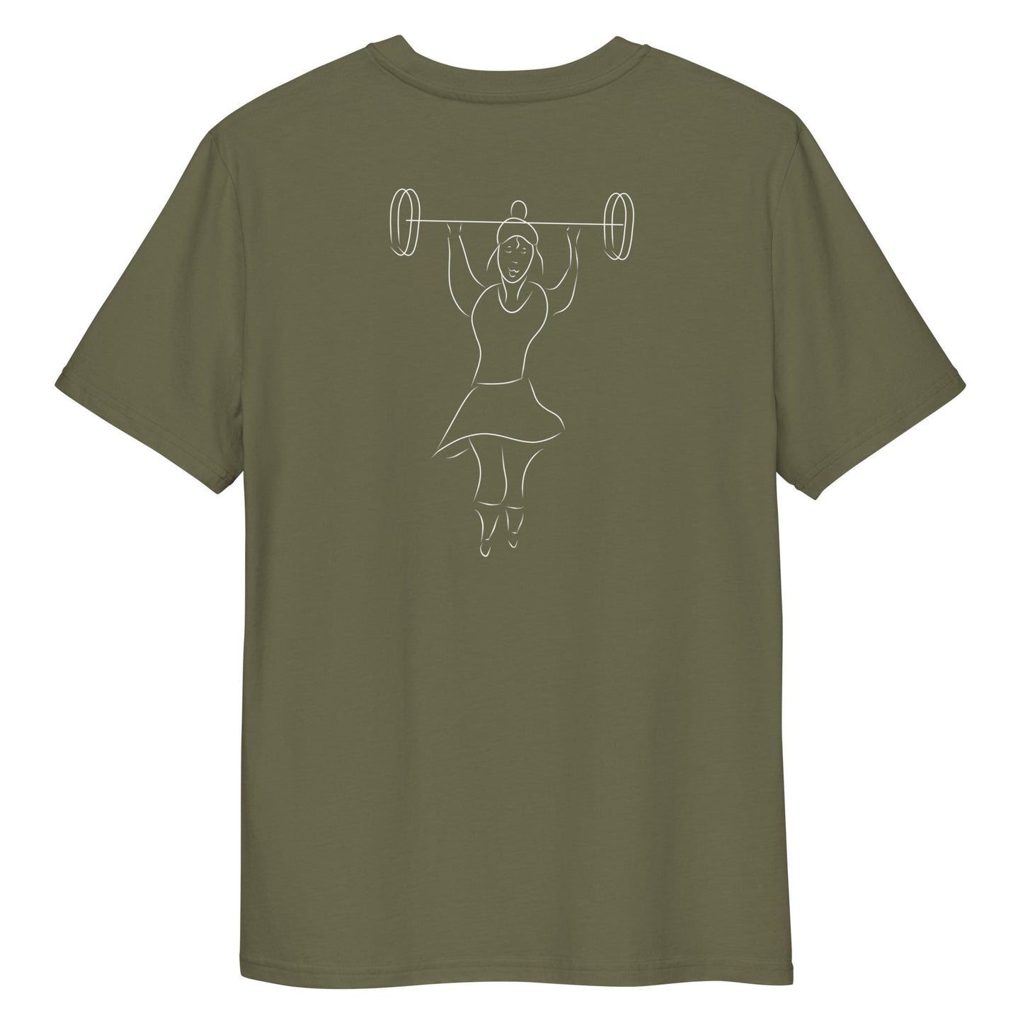 Women That Lift White | 100% Organic Cotton T Shirt in khaki back