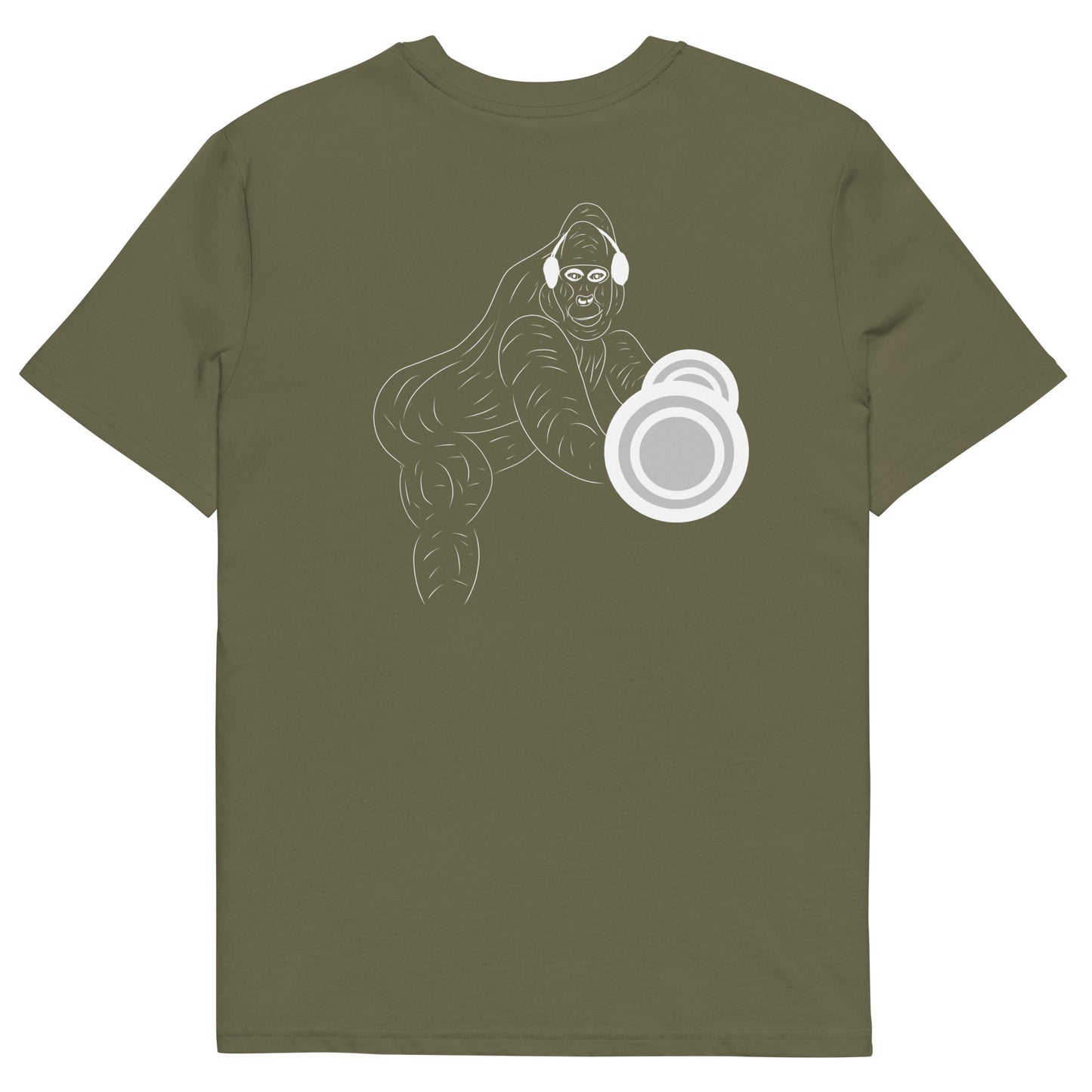 White Gorilla Gym | 100% Organic Cotton T Shirt in khaki back