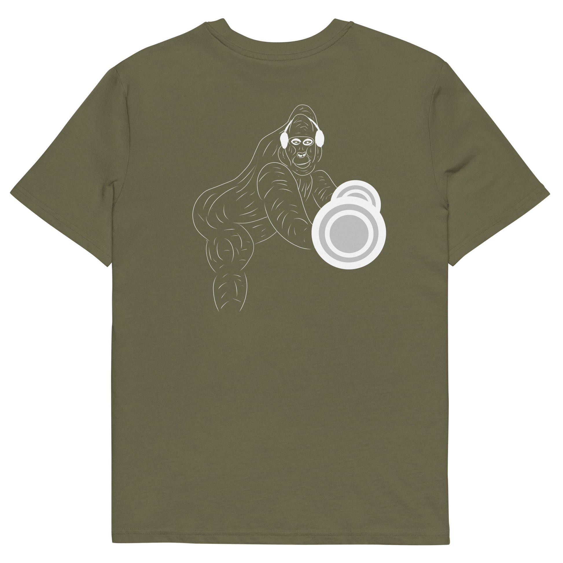 White Gorilla Gym | 100% Organic Cotton T Shirt in khaki back