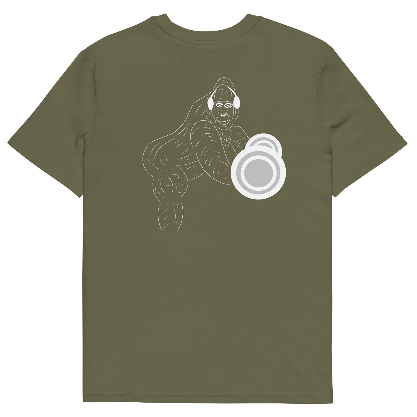 White Gorilla Gym | 100% Organic Cotton T Shirt in khaki back