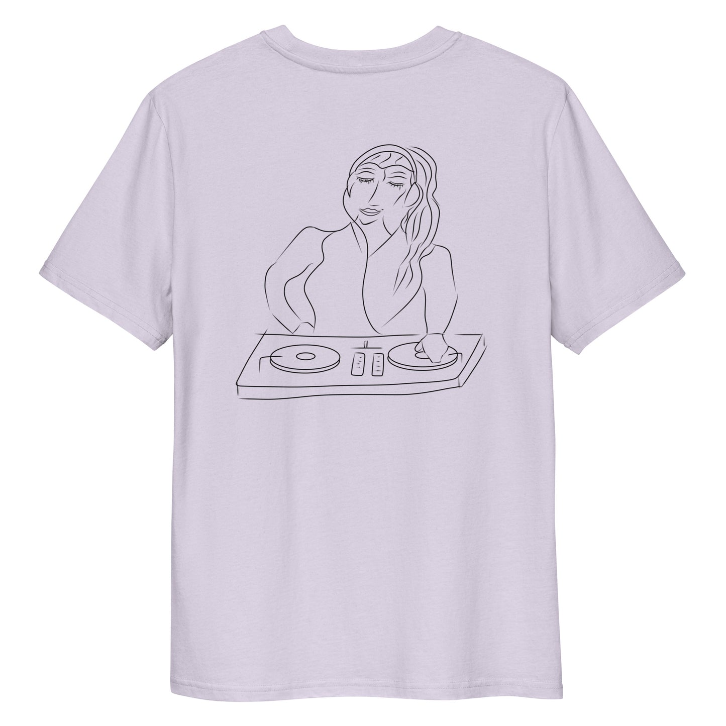 Woman DJ | 100% Organic Cotton T Shirt in lavender back view