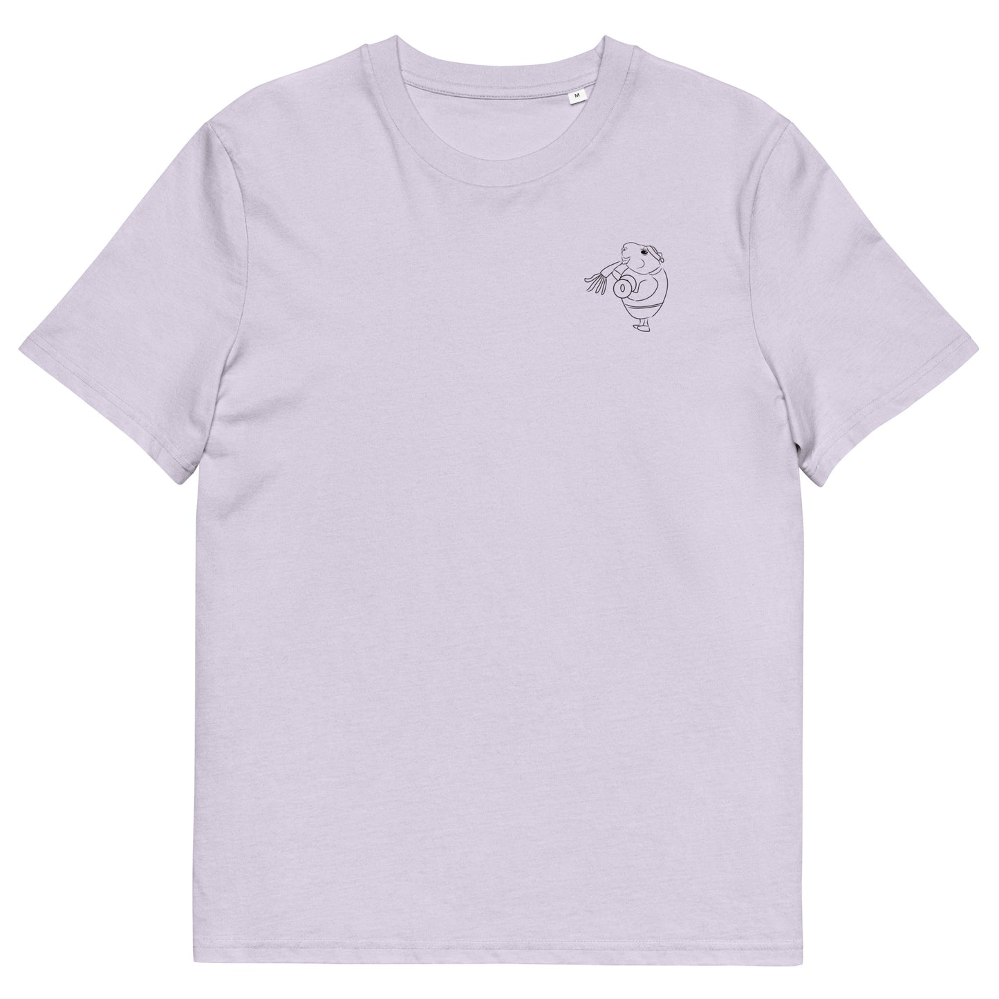 Guinea Pig Weight Lifter | 100% Organic Cotton T Shirt in lavender front