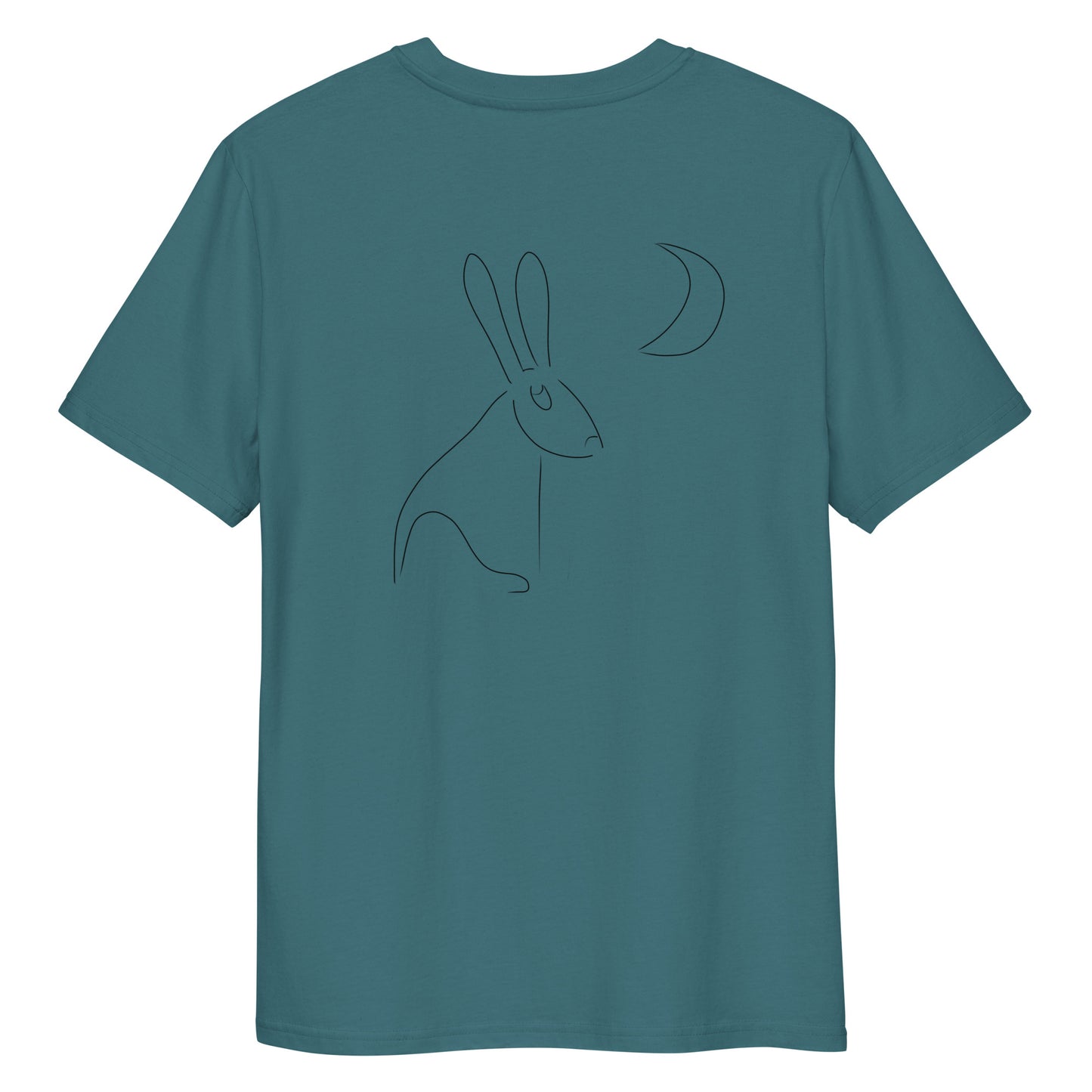 Hare Stares at Moon | 100% Organic Cotton T Shirt in stargazer back
