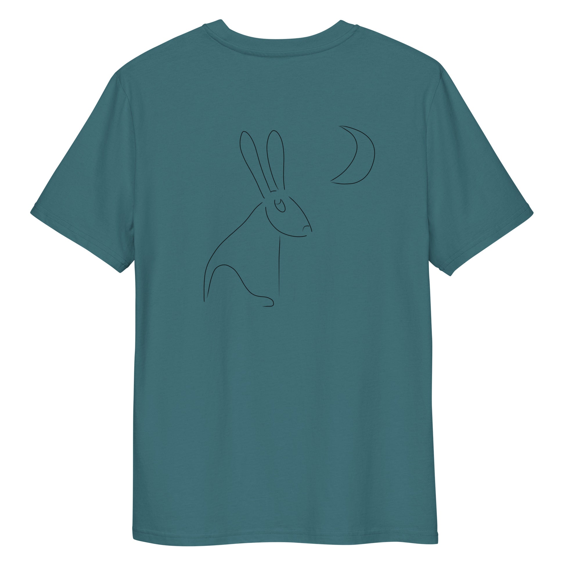 Hare Stares at Moon | 100% Organic Cotton T Shirt in stargazer back