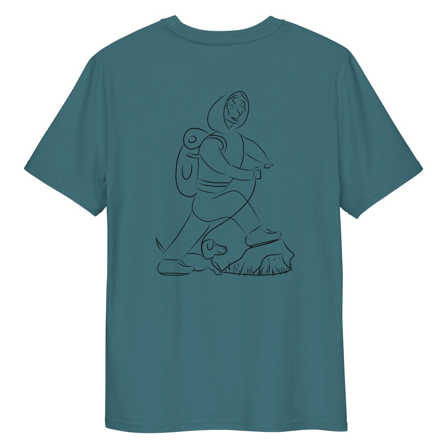 Woman and Dog Hiking | 100% Organic Cotton T Shirt back in stargazer