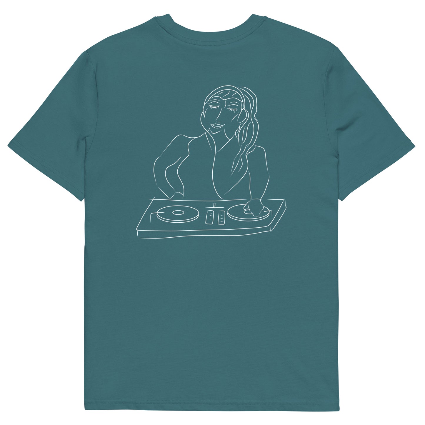Woman DJ White | 100% Organic Cotton T Shirt in stargazer back view