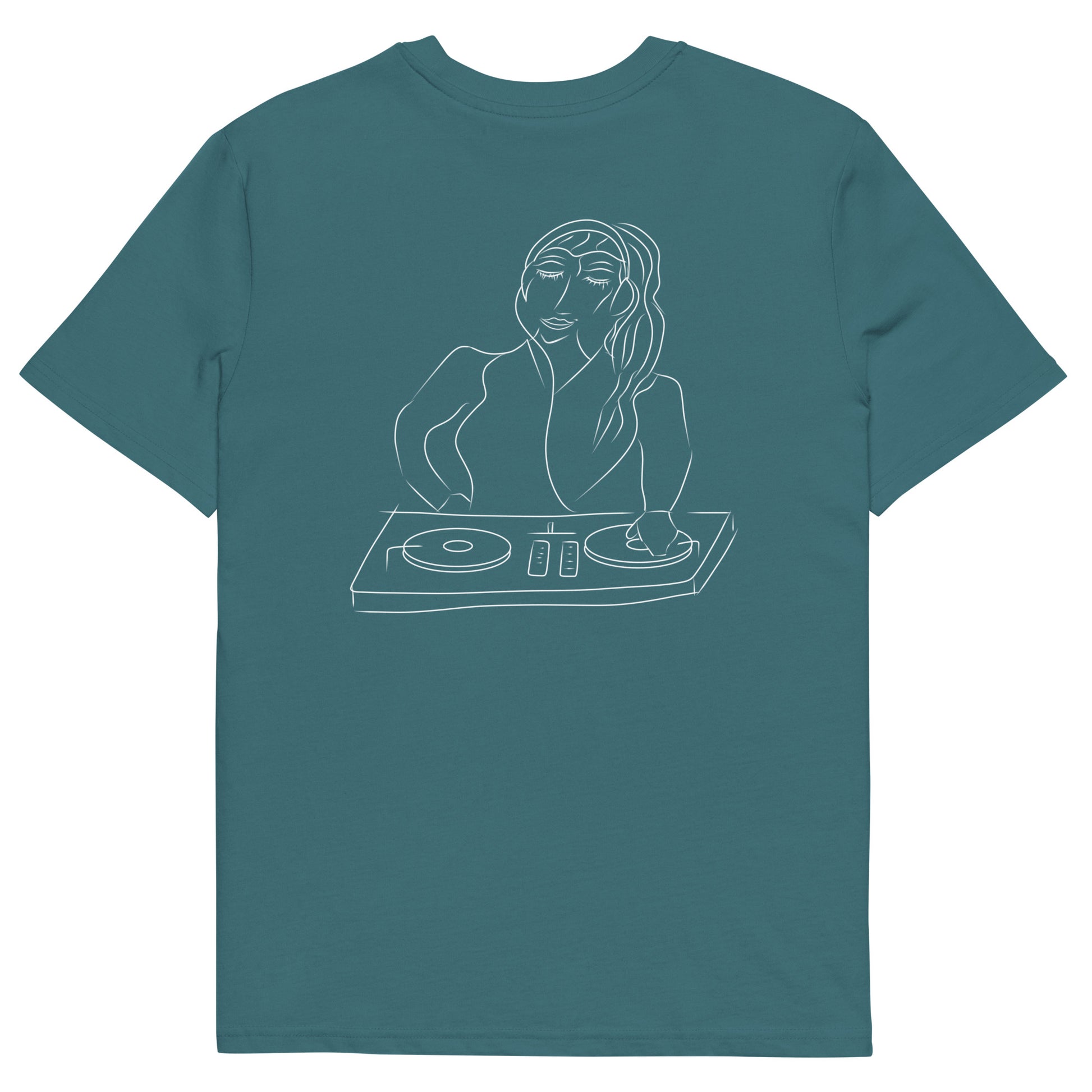 Woman DJ White | 100% Organic Cotton T Shirt in stargazer back view