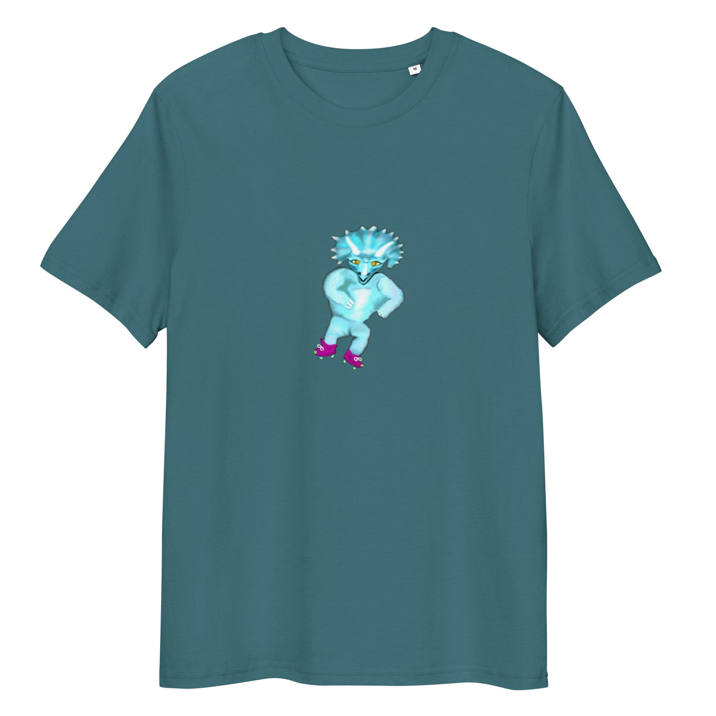 Dinosaur Triceratops Roller Skating | 100% Organic Cotton T Shirt in stargazer