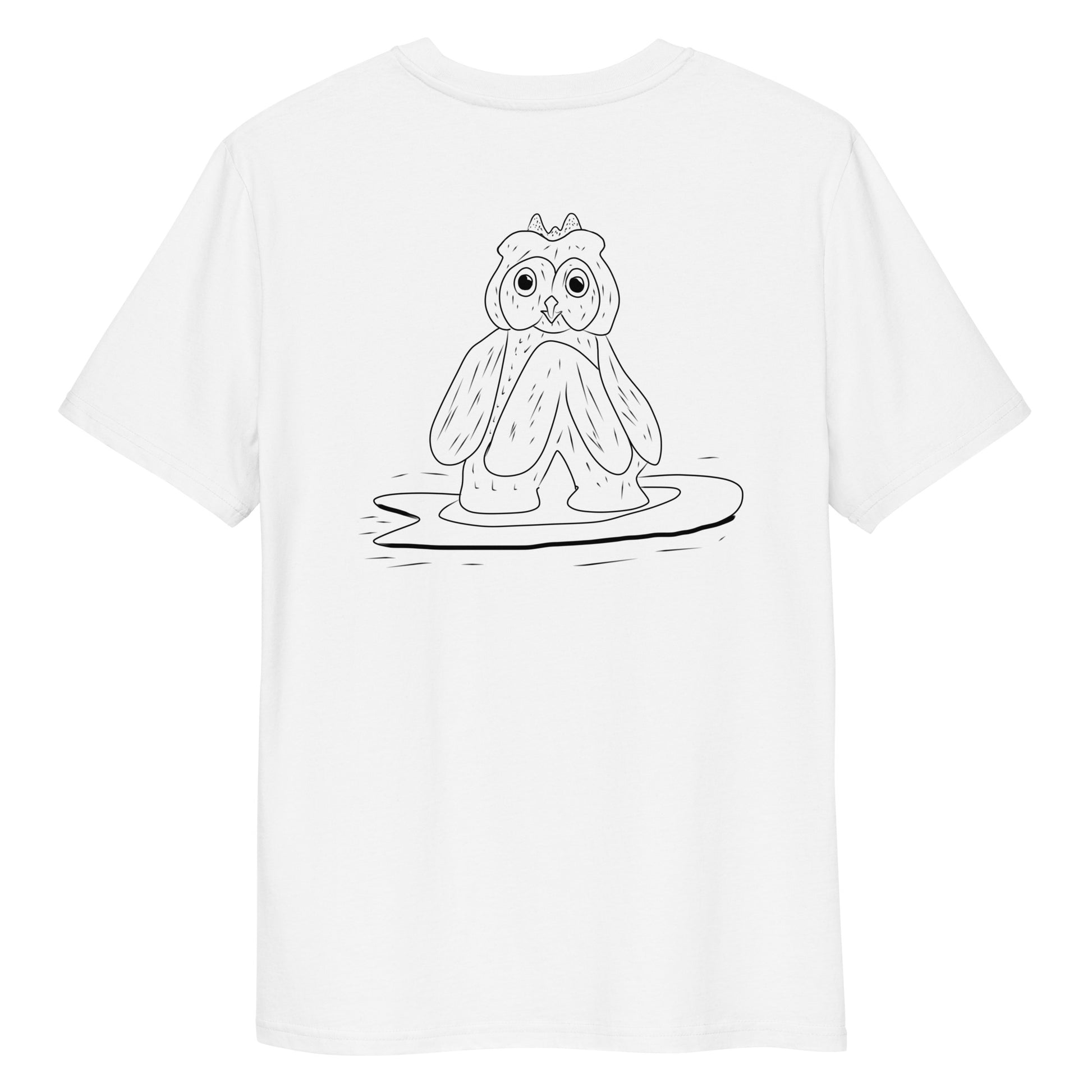 Surfing Owl | 100% Organic Cotton T Shirt in white back