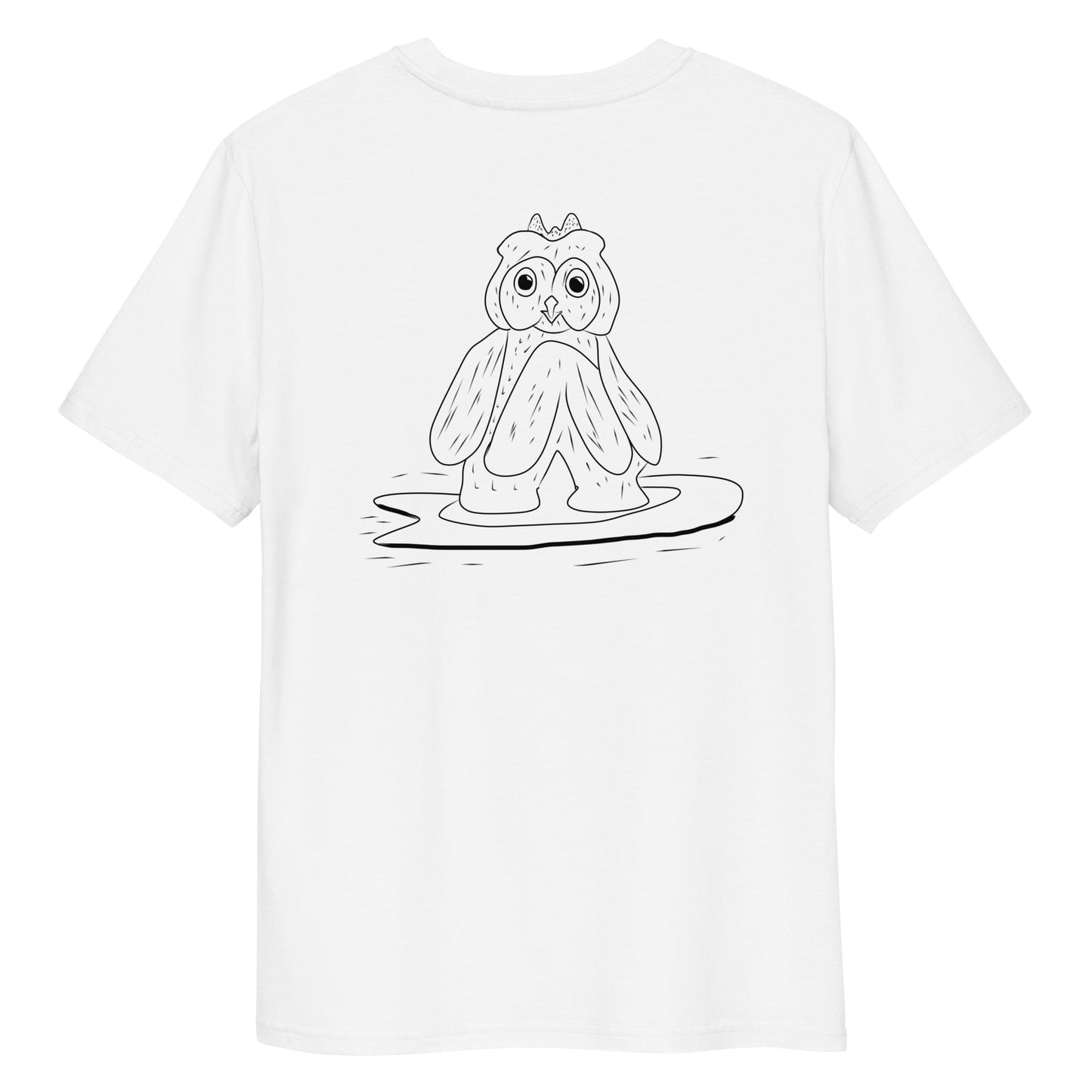 Surfing Owl | 100% Organic Cotton T Shirt in white back