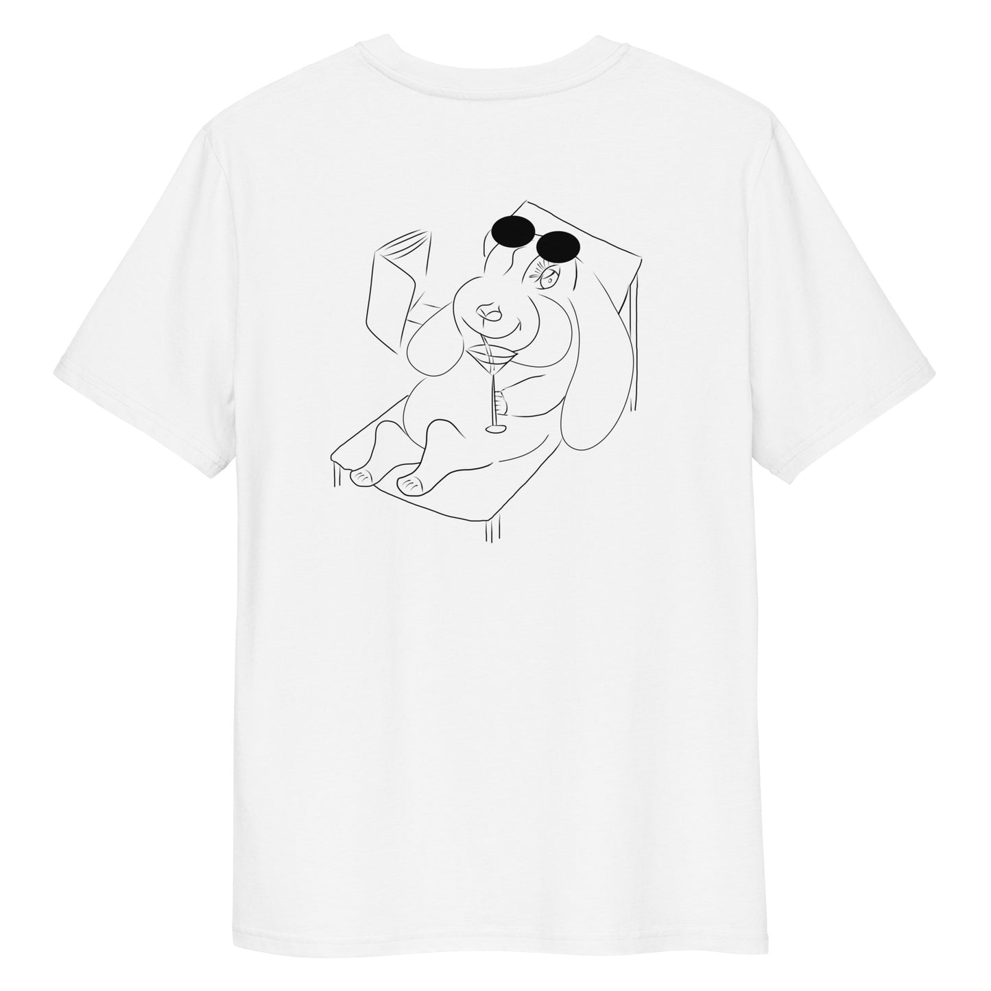 Bunny hop and sip | 100% Organic Cotton T Shirt in white back view