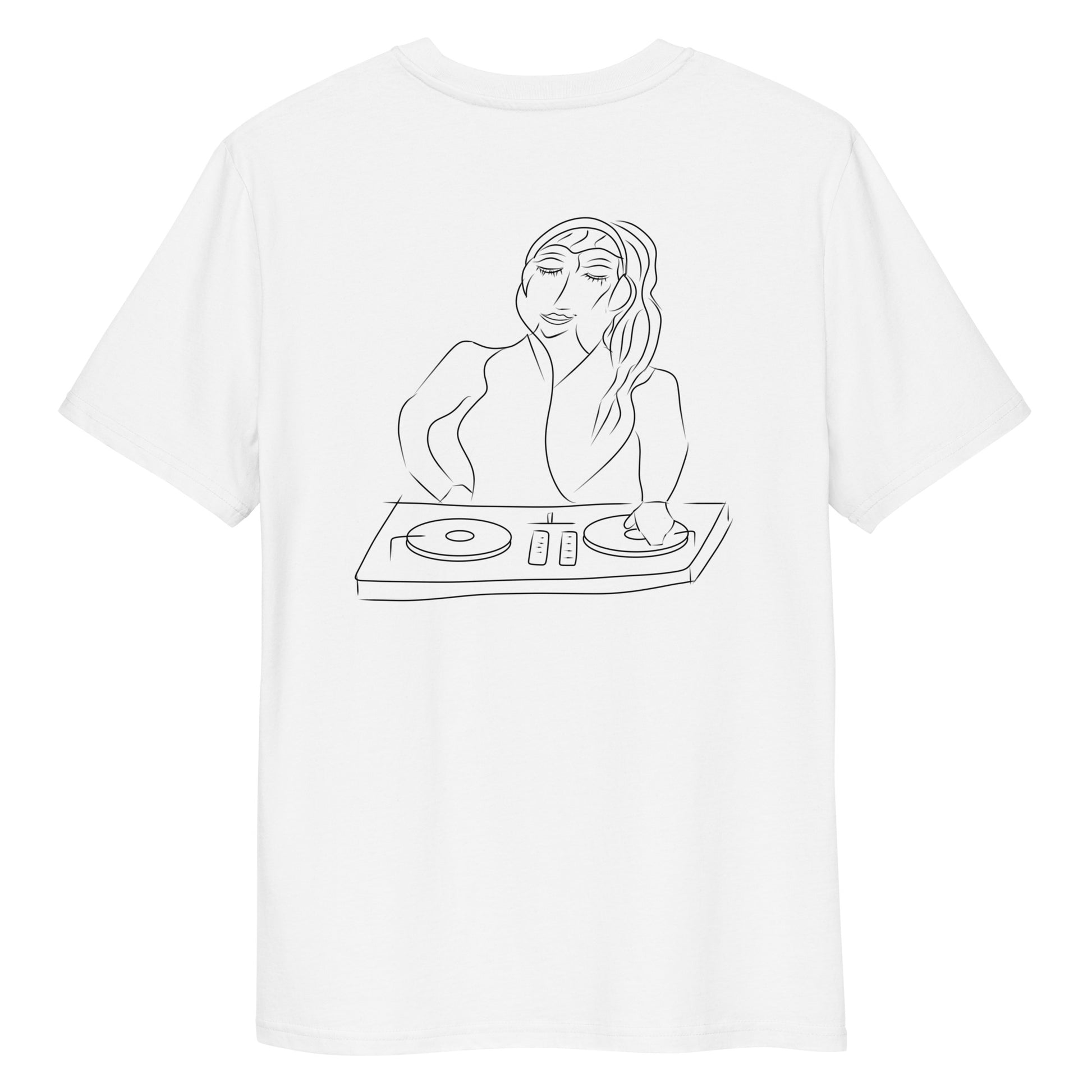 Woman DJ | 100% Organic Cotton T Shirt n white back view