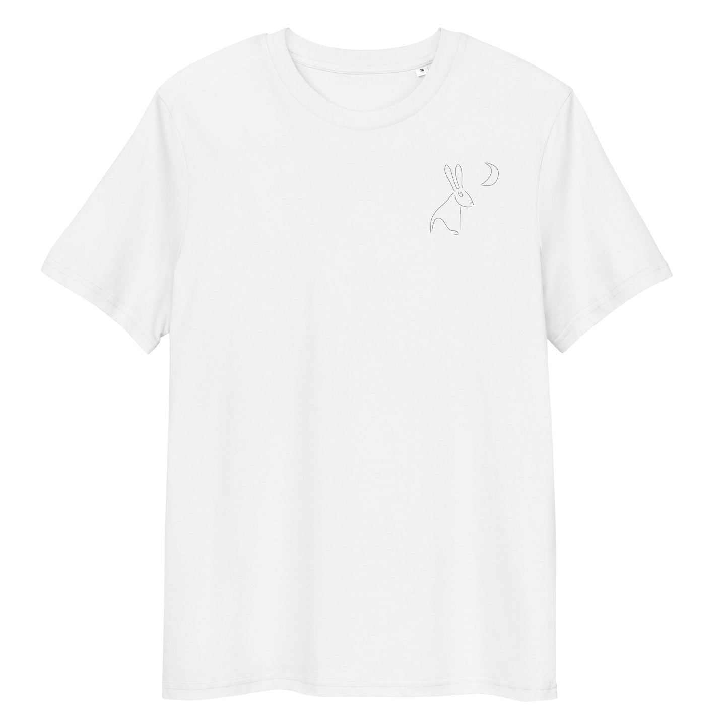 Hare Stares at Moon | 100% Organic Cotton T Shirt in white