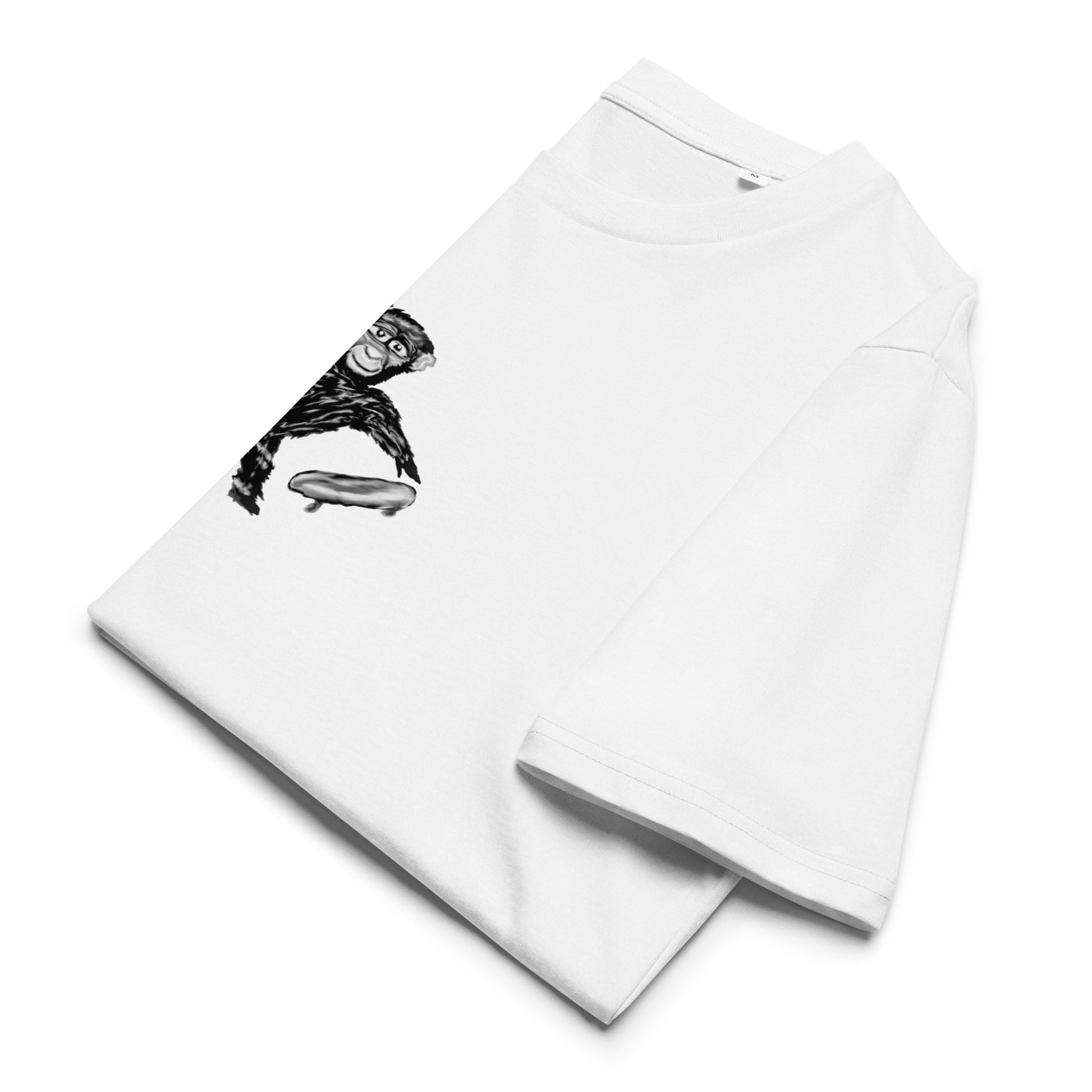 Chimp with a Skateboard | 100% Organic Cotton T Shirt folded