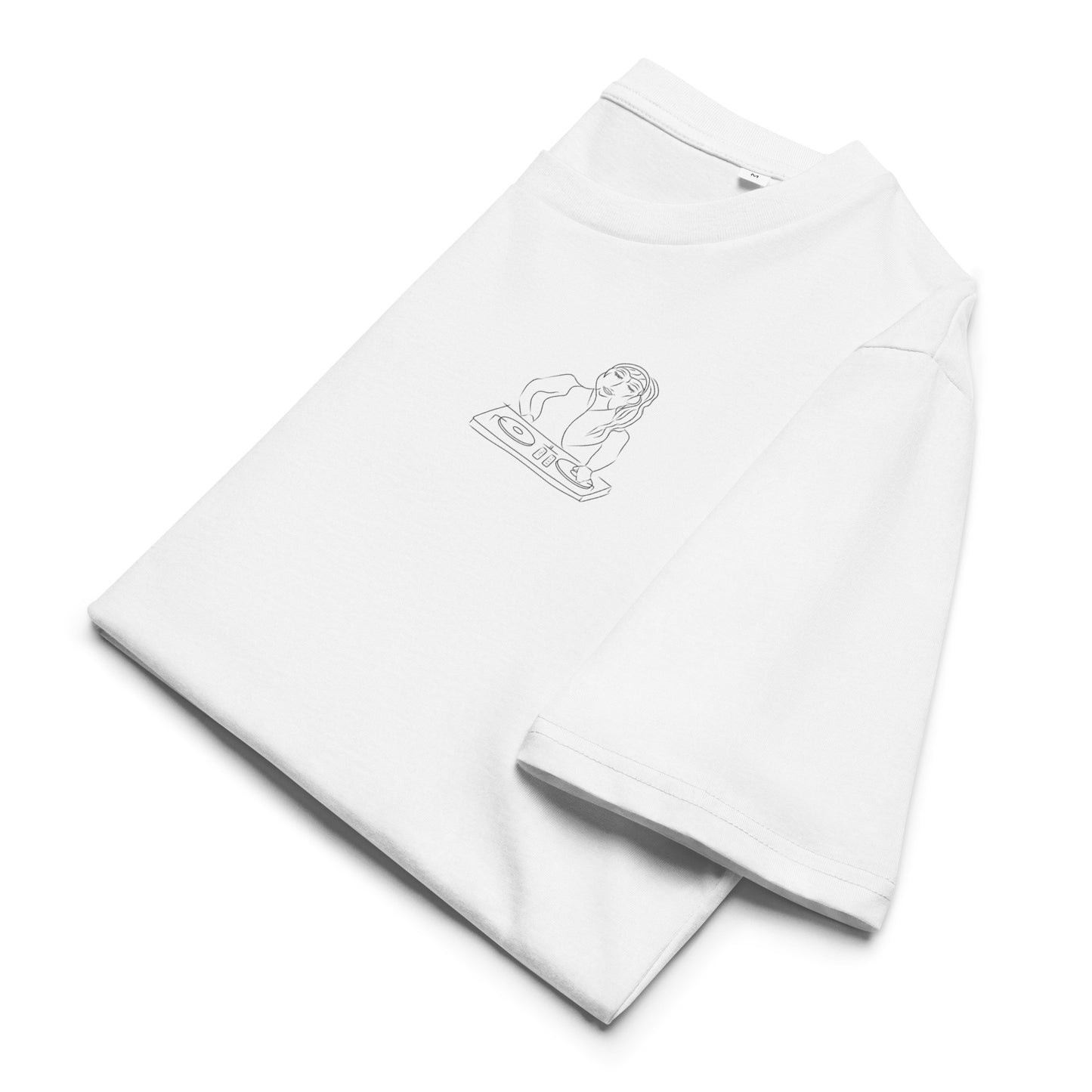Woman DJ | 100% Organic Cotton T Shirt in white folded