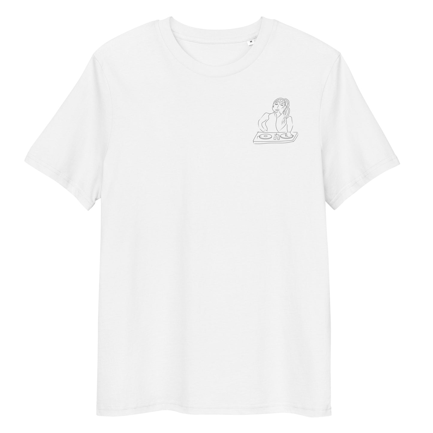 Woman DJ | 100% Organic Cotton T Shirt white front view