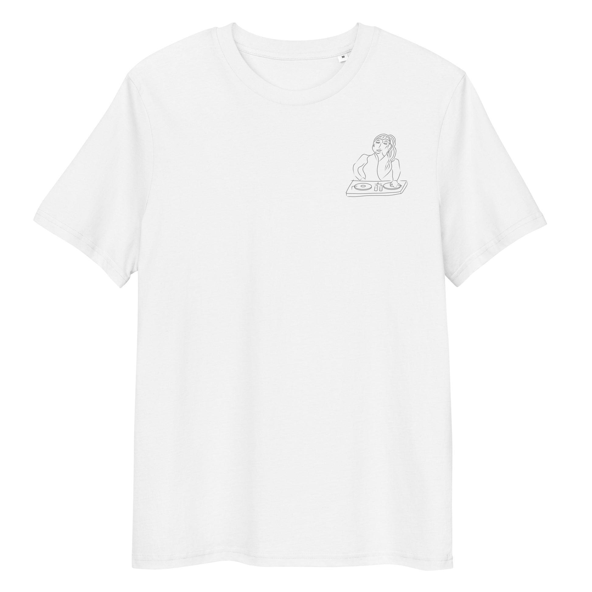 Woman DJ | 100% Organic Cotton T Shirt white front view