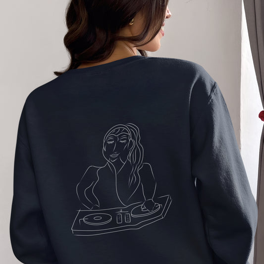 Woman DJ White | Vegan Jumper worn by a woman