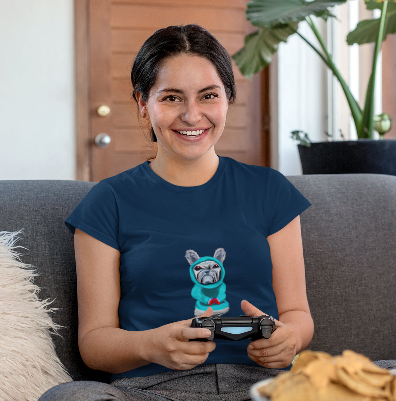 Dog Gamer | 100% Organic Cotton T Shirt worn by a woman