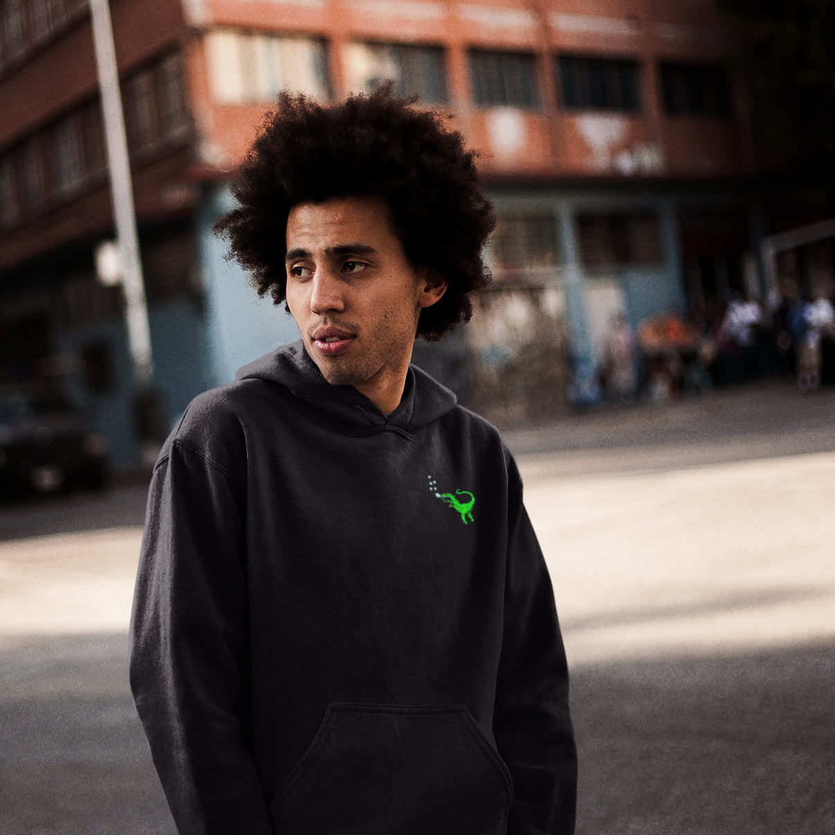 Man wearing Sustainable vegan hoodie
