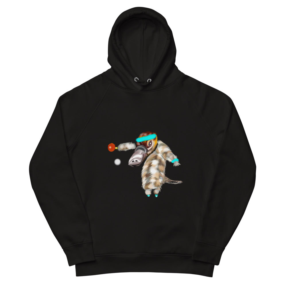 Ping pong platypus sustainable vegan hoodie in black