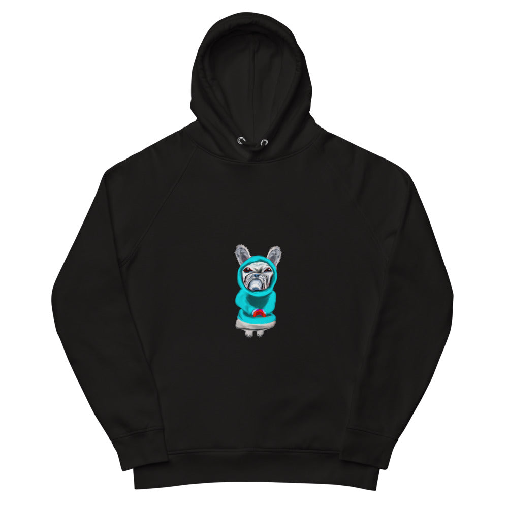 French Bullldog gamer sustainable vegan hoodie in black