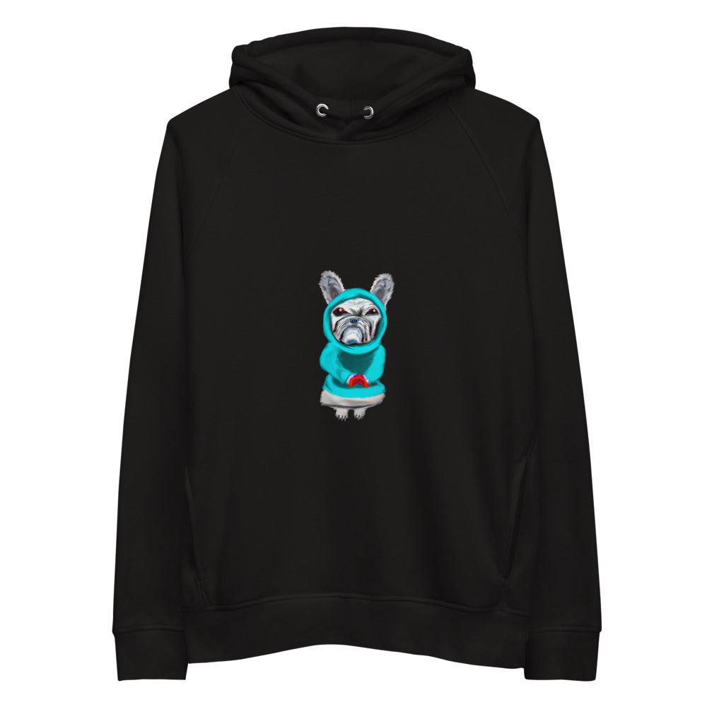 French Bullldog gamer sustainable vegan hoodie in black