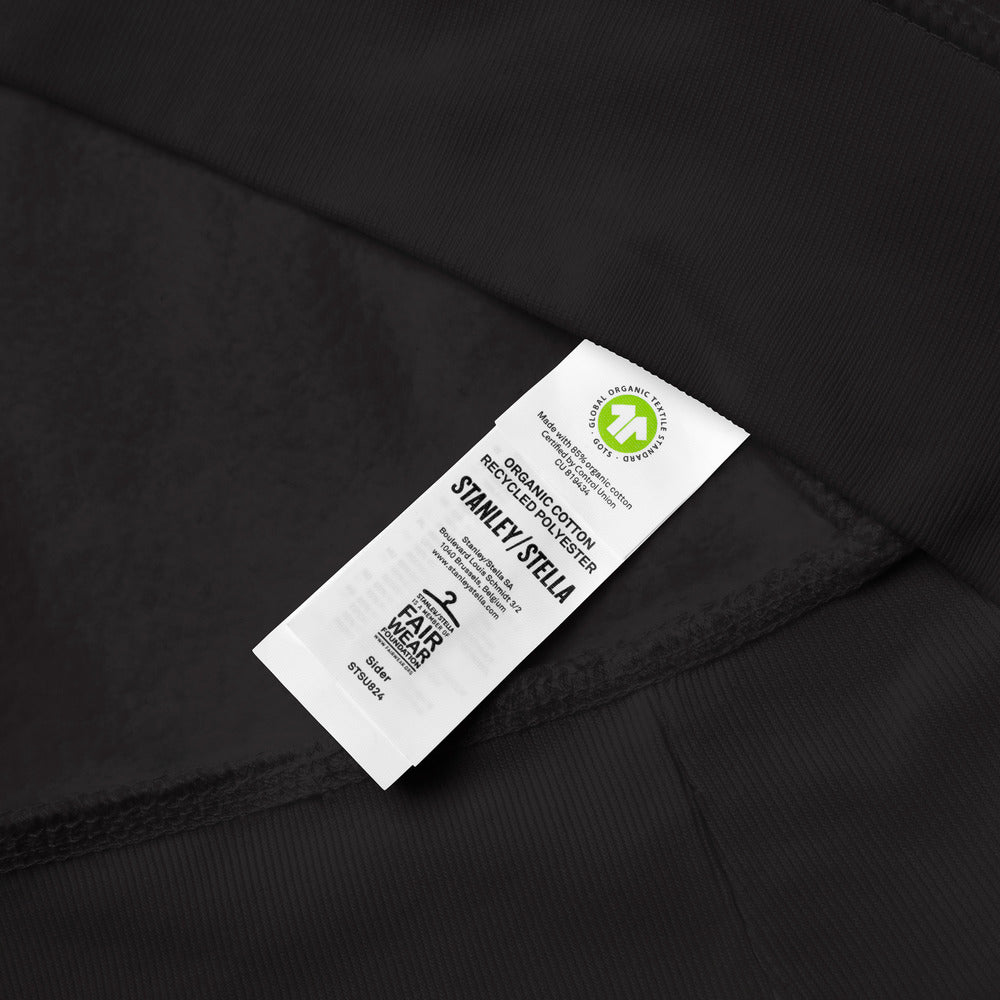 Chameleon bagpiper sustainable vegan hoodie detail