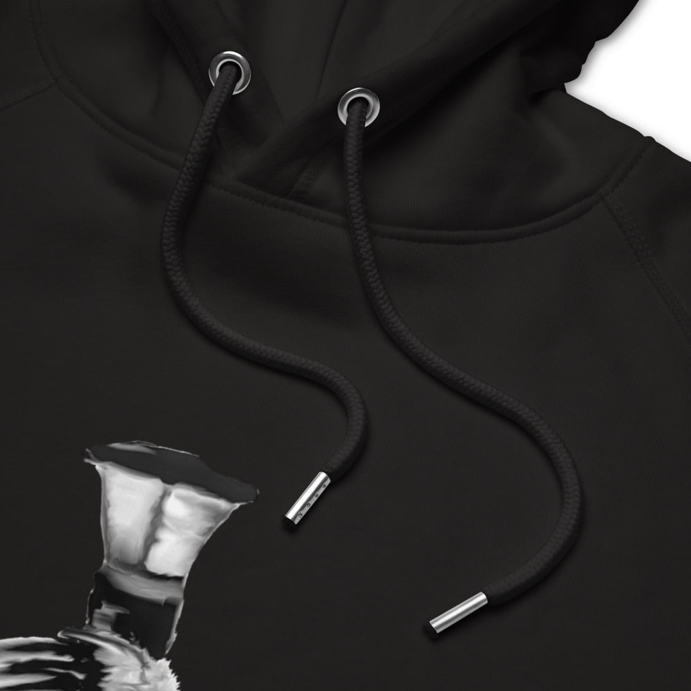 Sloth on a lamp post sustainable vegan hoodie detail