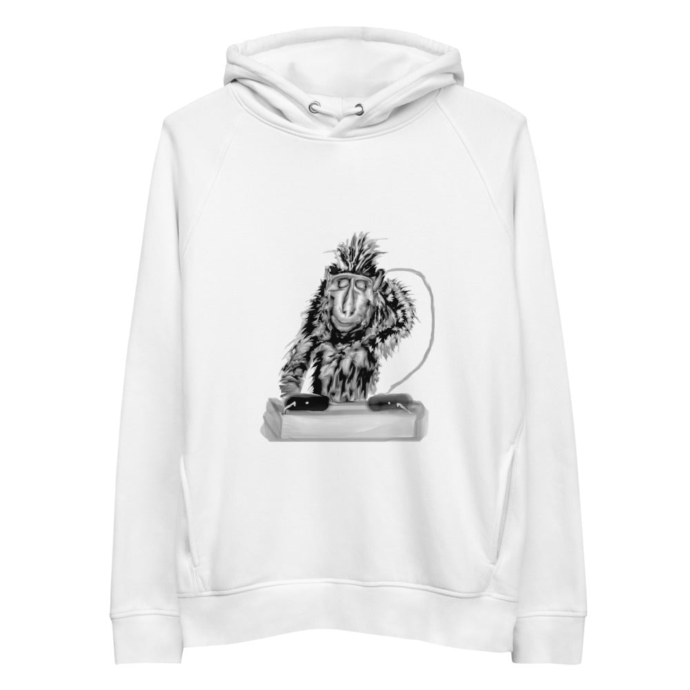 Monkey DJ sustainable vegan hoodie two pockets