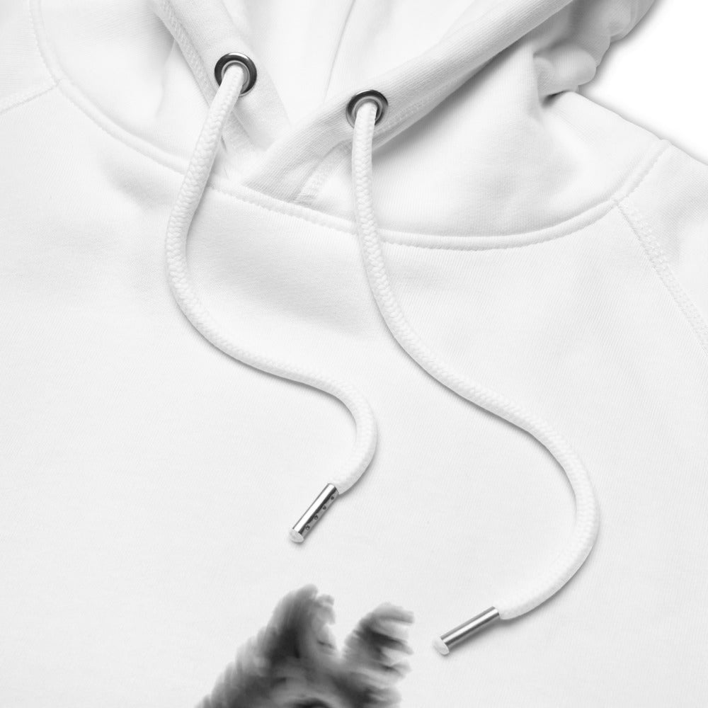 Scottie dog sustainable vegan hoodie detail