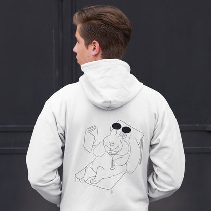 Bunny Hop and Sip | Sustainable Hoodie worn by a man