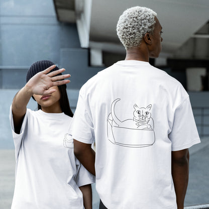 Cat Black | 100% Organic Cotton T Shirt worn by a man and woman