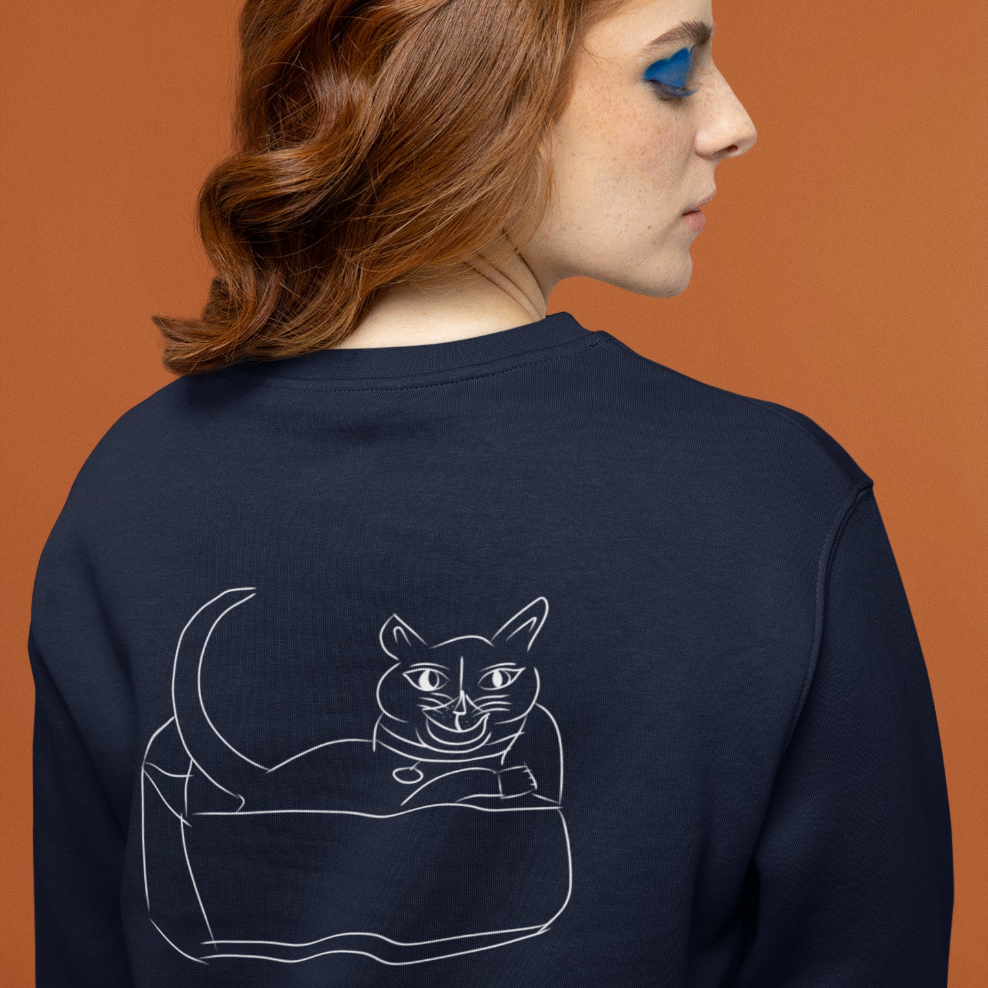White Cat's Cradle: Purrfectly Charming Jumper Vegan Sustainable Jumper (back and front design)