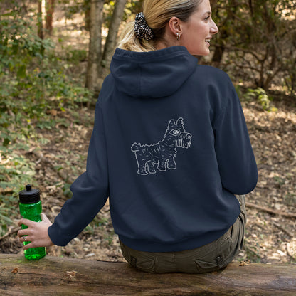 Dog in White | Sustainable Hoodie worn by a woman